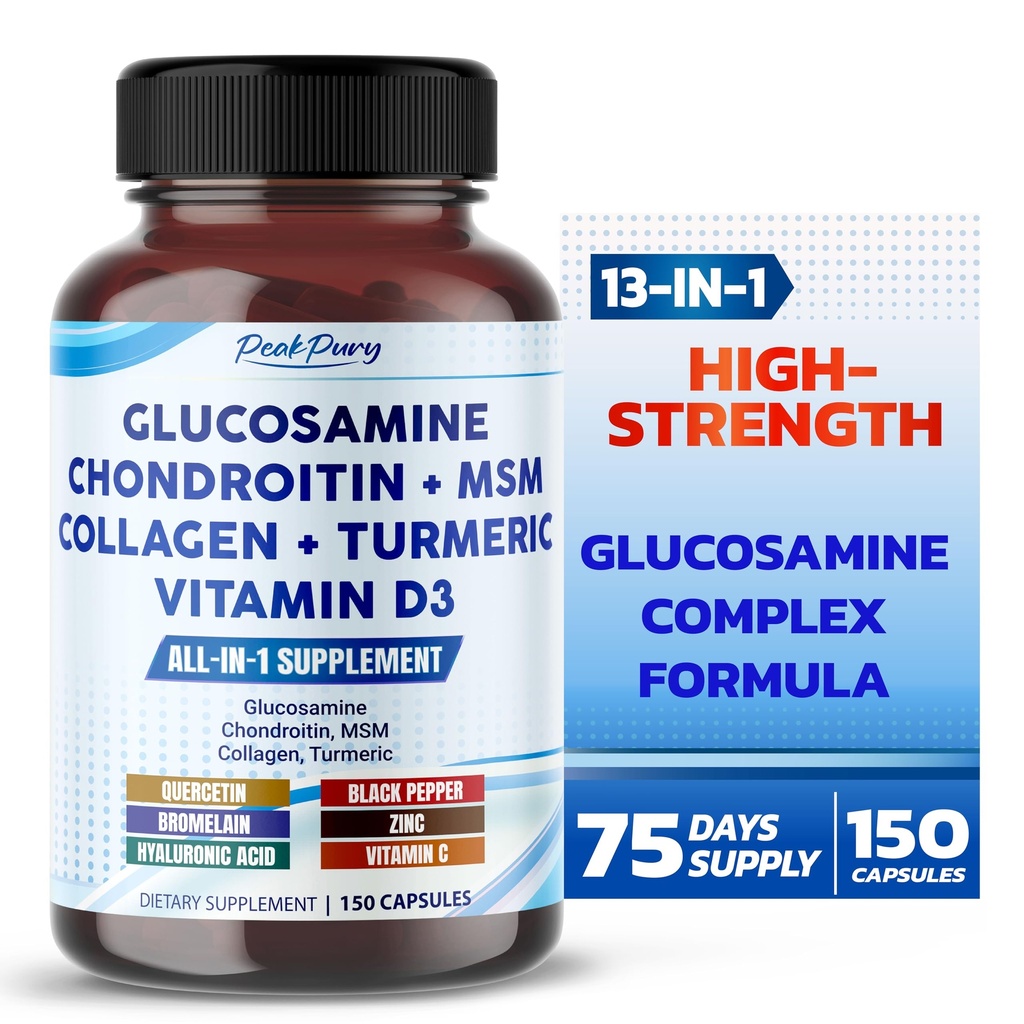 Glucosamine Chondroitin MSM Collagen Turmeric - Joint Health Support נעשה בארה"ב