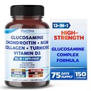 Glucosamine Chondroitin MSM Collagen Turmeric - Joint Health Support נעשה בארה"ב