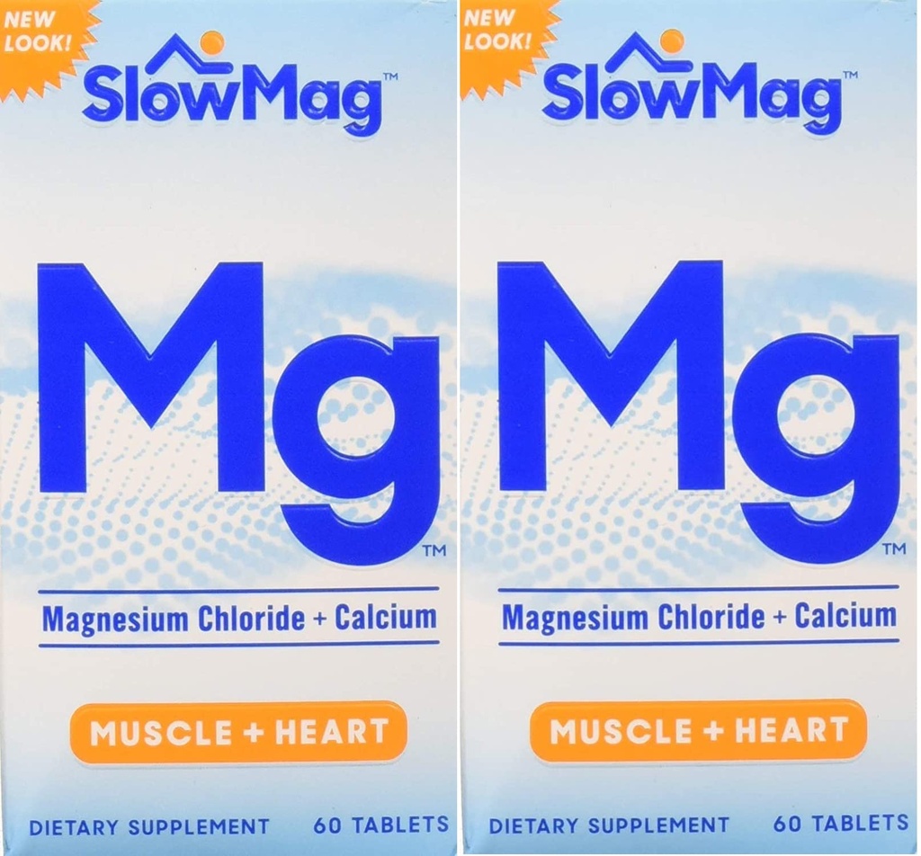 Slow-Mag Slow-Mag Magnesium Chloride עם Calcium, Packaging May Vary, 60 Count (Pack of 2)