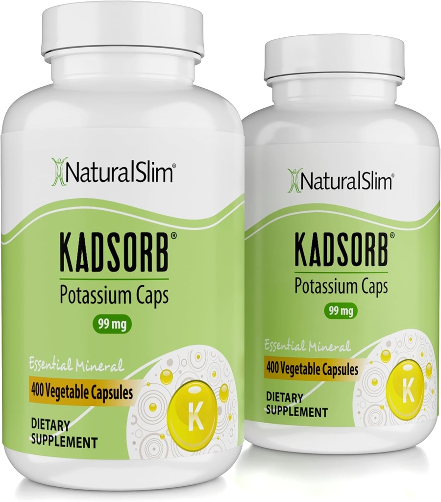 NaturalSlim Natural Potassium Citrate Gluconate 99 מ"ג - קדיסורב תומך אלקטרוליטה Balance & pH רגיל - תוספי Potassium Absorbable עם מינרלים חיוניים - לא GMO 400 קפסולות 2 Pack