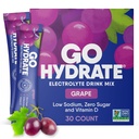 GoHydrate hydrotion אבקת Packets - Low Sodium Electrolytes לשתות Mix - תמיכה טבעית של הידרה, סוכר חינם אלקטרוליטה פלבדור עם ויטמין D, 30 Packs, Grape