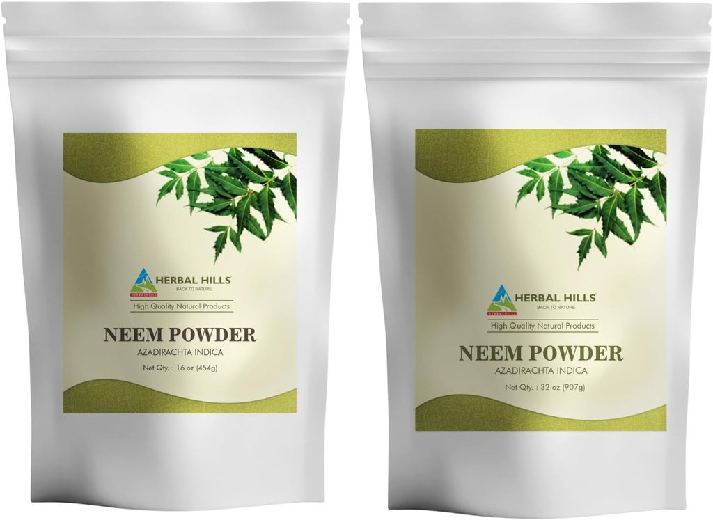 HerBAL HILLS Neem Leaf אבקת Fresh Leaves Pure Neem Pack של 2 Combo