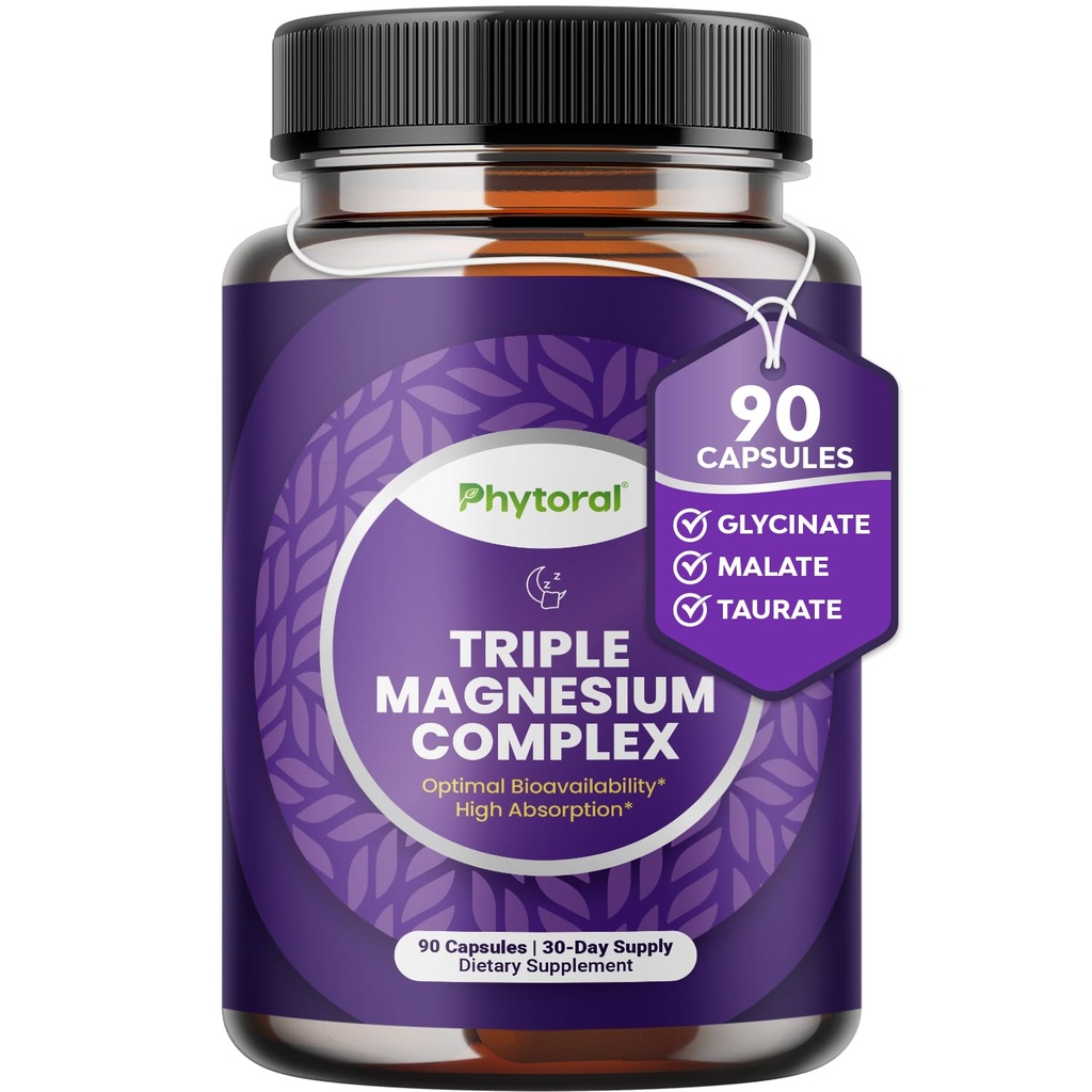 High Potent Magnesium Complex כמוסות - משולש Magnesium Band with Taurate Glycinate ו Malate - 400 מ"ג תוספת תמיכה מרגיעה ובאופן כללי לא-GMO טבעוני 90 קפסולות