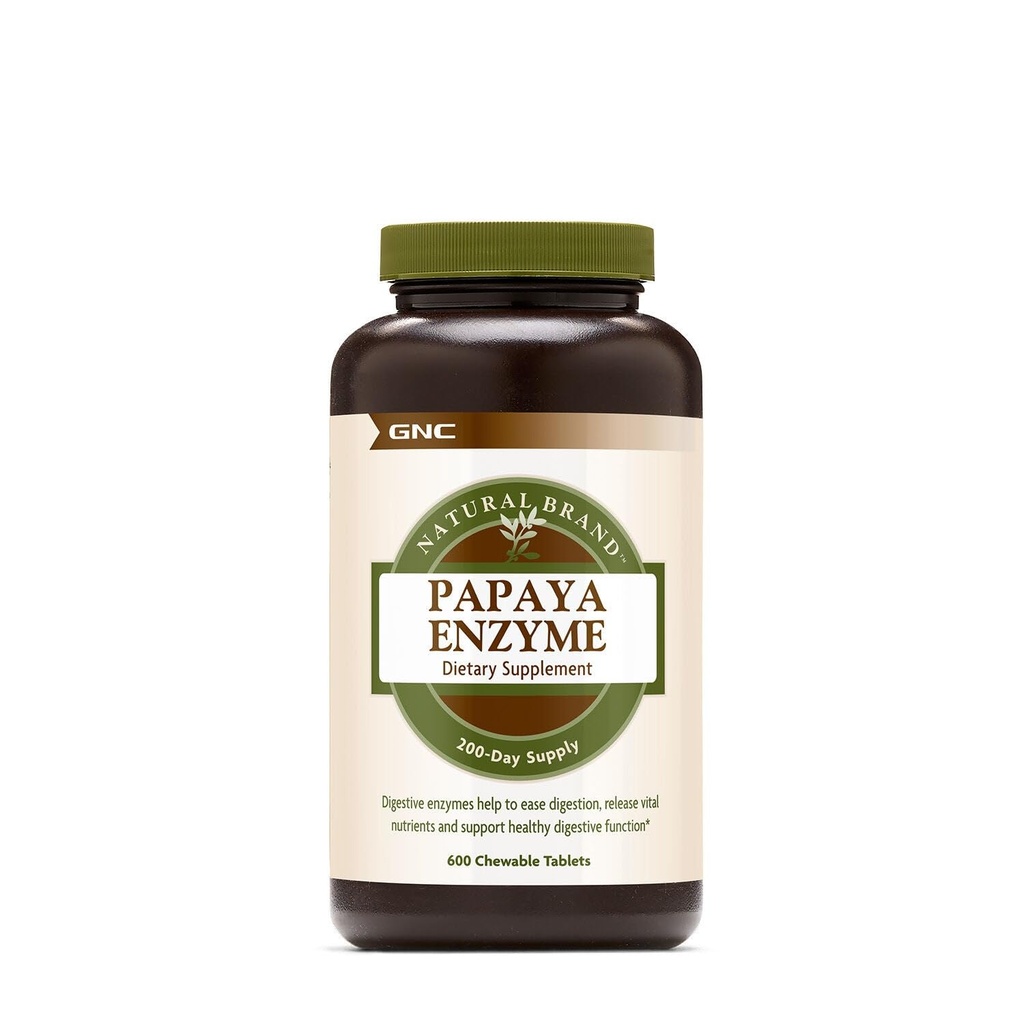 GNC Natural Brand Papaya Enzyme, תומך בתפקוד בריא, 600 טבליות