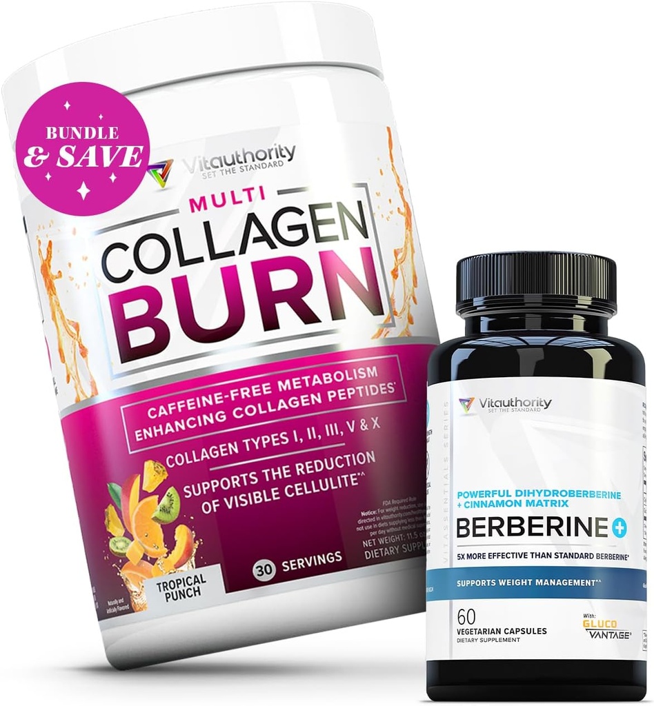 Vit Authority Multi Collagen Burn Tropical Punch and Berberine