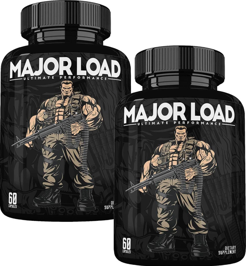 ONL Testosterone Supplement for Men - Major Load Testosterone Booster with Horny Goat Weed & Maca Root - Tongkat Ali Energy Pills for Stamina & Strength - Test Booster 60 Capsules (2pk)