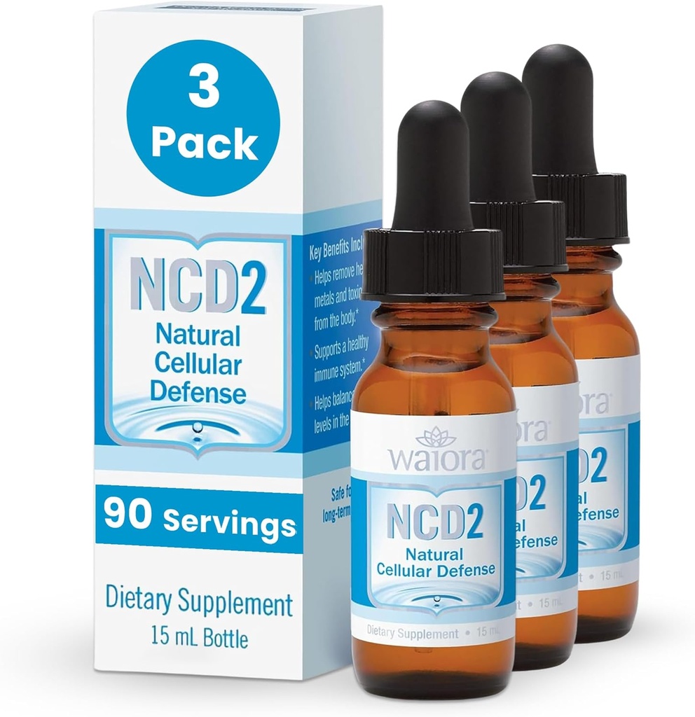 Waiora NCD2 מופעל נוזל Zeolite טיפות, לערבב מזון / Drinks, גוף טבעי ניקוי וקידום תמיכה Immune, כל טבעי, pH Zeolite נוזל טיפות - 3 בקבוקים (0.5 oz. ea) 270 serv.