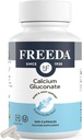 Freeda Calcium Gluconate - תוספי מזון טבעוני כשר - Easy to Digest & Absorb - תומך כוח העצם - Calcium טהור ללא ויטמין D - (500 קפסולות)