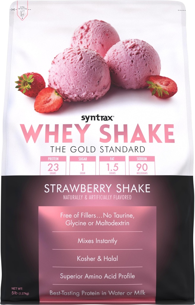 Syntrax Nutrition Whey Shake, Coldפילטרed & Undenatured Whey אבקת בלנדר, Strawberry שקד, 5 lbs