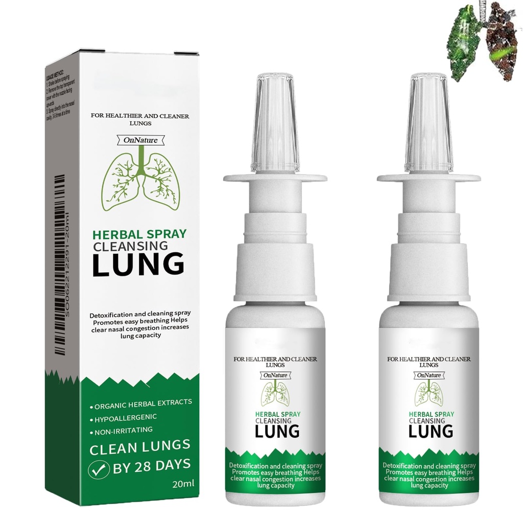 חדש שדרוג אורגני Herbal Lungנקי תיקון Spray, Onnature Herbal Spray ניקוי Lung,Lung ניקוי תמיכה Spray עבור Lung Detox עבור מעשנים (2PCS)