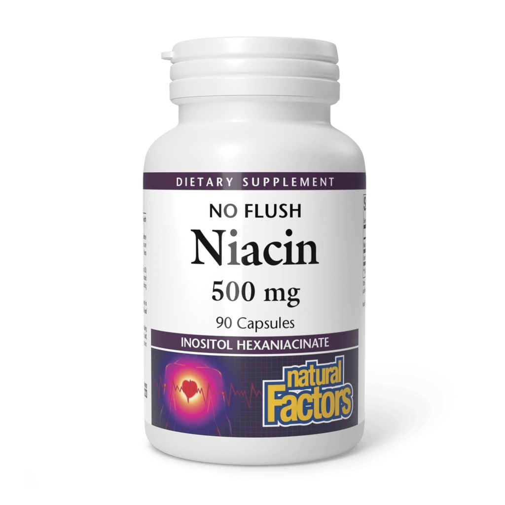 גורמים טבעיים No Flush Niacin 500 מ"ג, 90 טבליות