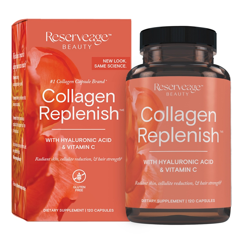 שמירה על יופי קולגן Replenish - Collagen Booster & Supplement for Healthy Skin Care & Hair growth growth growth - תומך בייצור Elastin טבעי - 120 קפסולות (30 משרתים)