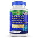 פרוביוטיקה Prebiotics Postbiotics Digestive Enzymes 4 ב 1 פורמולה 60 Count (Pack of 1)