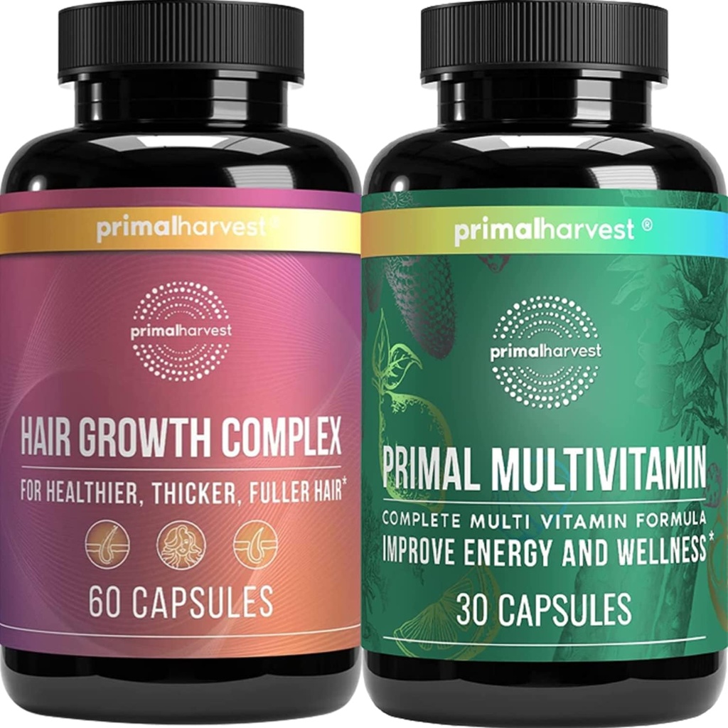 פרימיצ'ר שיער צמיחה & Multivitamin תוספי עבור נשים וגברים רבים קפסולות ויטמין ואת שיער תרכובת גלולות Bundle