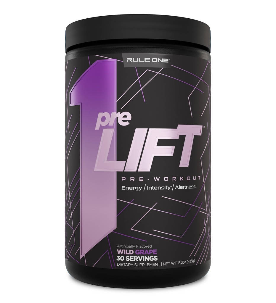 כלל 1 preLIFT Pre-Workout, 6g Citrulline, 3.2g Beta Alanine, 3 Caffeine מקורות + 20 אחרים לאנרגיה, אזהרות, אנדורנס (30 משרתים, Wild Grape)