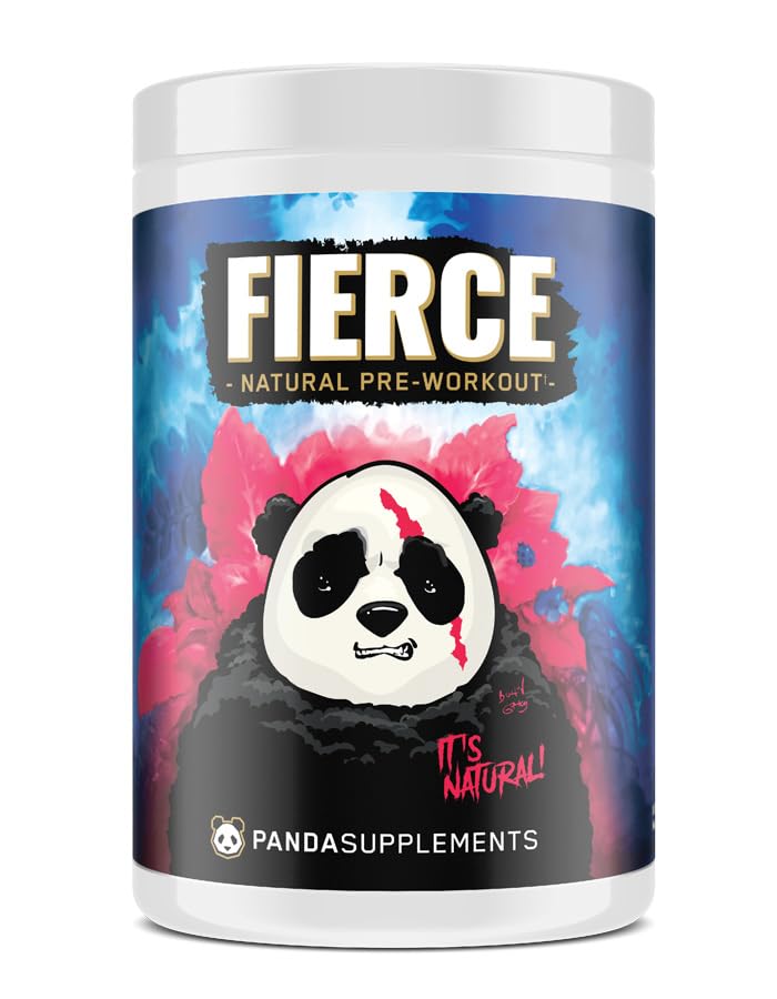 תת-קרקעית Bio Labs Panda Supps Fierce: Natural Pre-Workout with Zero Artificial Ingredients ו- 300 מ"ג מקורו באופן טבעי Caffeine עבור אנרגיה נקייה להתמקד (30 משרתים)(Fierce Berry)