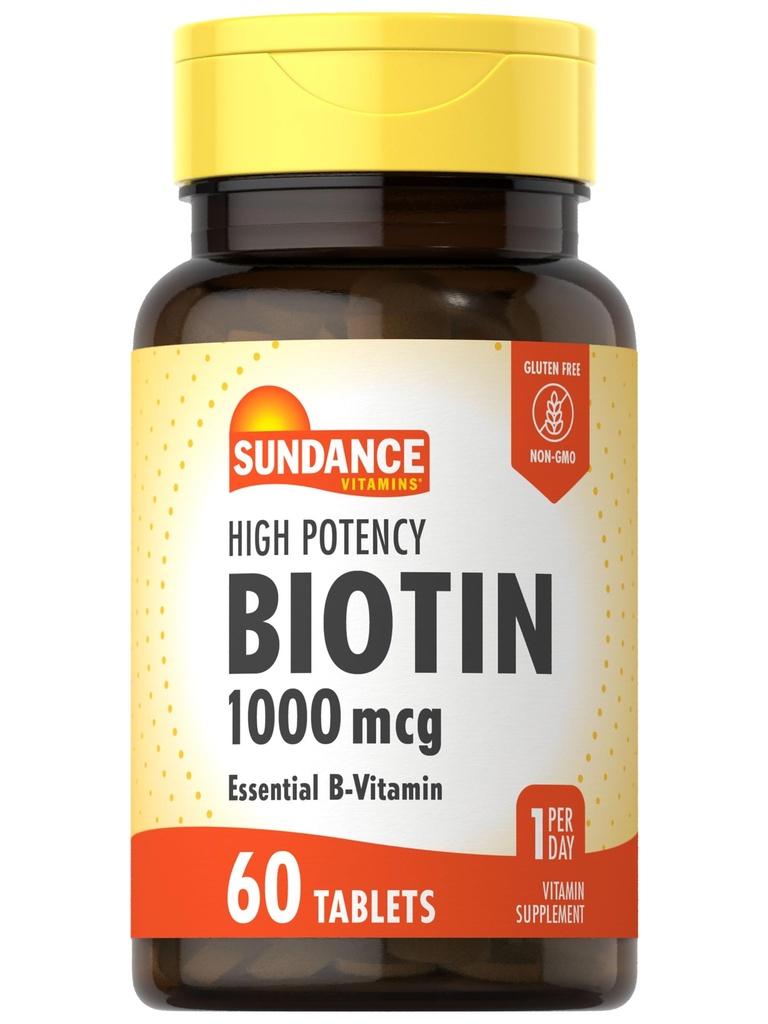 Sundance High Potency Biotin 1000 mcg תוסף | Essential B ויטמין Tablet | Vegetarian, non-GMO & Gluten Free