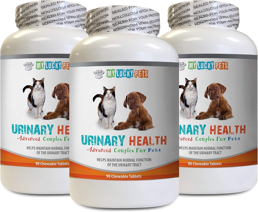 Cat UTI תמיכה - חיות Urinary Health Complex - עבור כלבים וחתולים - תמיכה מתקדמת במשקל - תוסף Cranberry לחתולים - 3 בקבוקים (270 טיפולים)