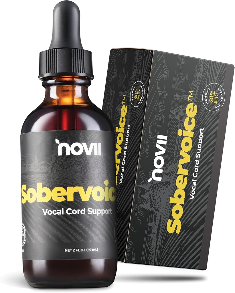 NoVII Sobervoice, Ultimate Song Drops - Herbal Relief from Cry Strain, יבשה והוארזה - קול Enhancing Booster טיפותs, הקלה קול עבור זמרים, רמקולים, מבצעים, 2. oz.