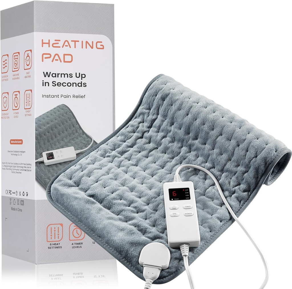Heating Pad for Back Pain Relief & Cramps, KOT Heating Pads with Auto Shut Off Large, 6 הגדרות חום אלקטריק Heated Pad, Gifts for Women, Gifts for Men, 12