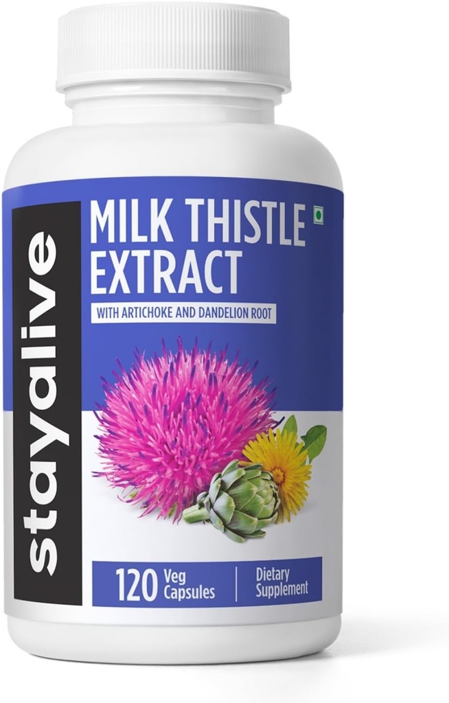 חלבון אלIVE חלב תוספת עם Dandelion Root and Artichoke Extract, 80% Silymarin Complex, 120 גלולות, 100% טהור Artichoke Leaf אבקת, non-GMO & Gluten-Free Herbal כמוסות