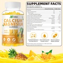 Calcium Magnesium Zinc Gummies עם ויטמין D3, ashwagandha תוסף - High Potency Enhanced Absorption - Pineapple Flavor-90 Count