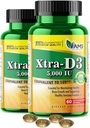 אמריקה Medic & Science Xtra D3 ויטמין D5,000 IU (125 mcg) Cholecalciferol תוספת עבור גברים ונשים (120Easy to Swallow Softgels) 2pack: Best for Bone,Heart Health, Immune System Support, Lung Function Function