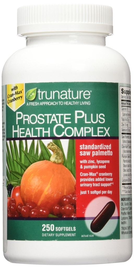 Trunature Saw Palmetto Prostate Complex with Zinc, Lycopene and Pumpkin Seed, 250 Softgels