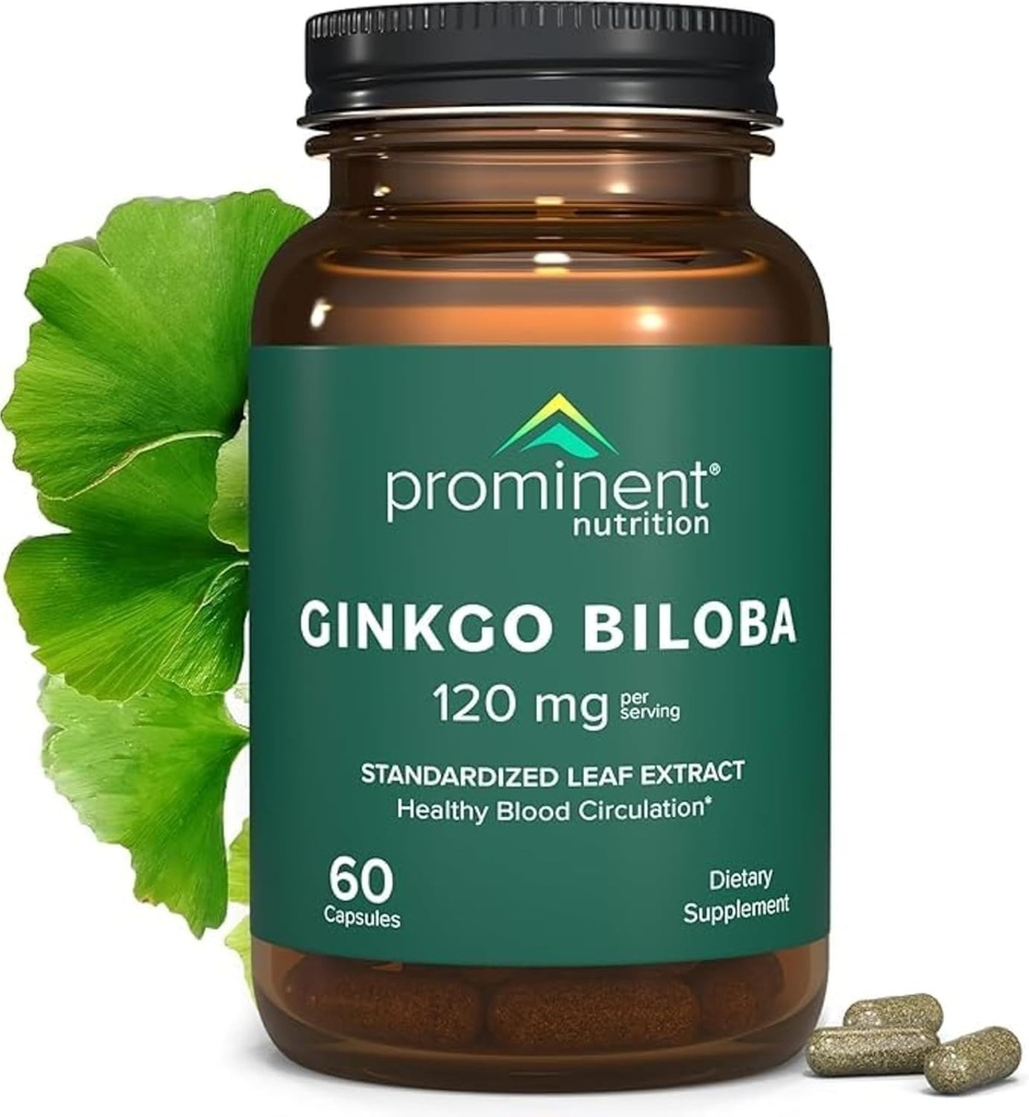 Prominent Nutrition Ginkgo Biloba - Antioxidant Supplement for Memory & Focus Support - Healthy Blood Circulation - Non-GMO, Vegan & Gluten-Free - 60 Capsules (60 Servings)