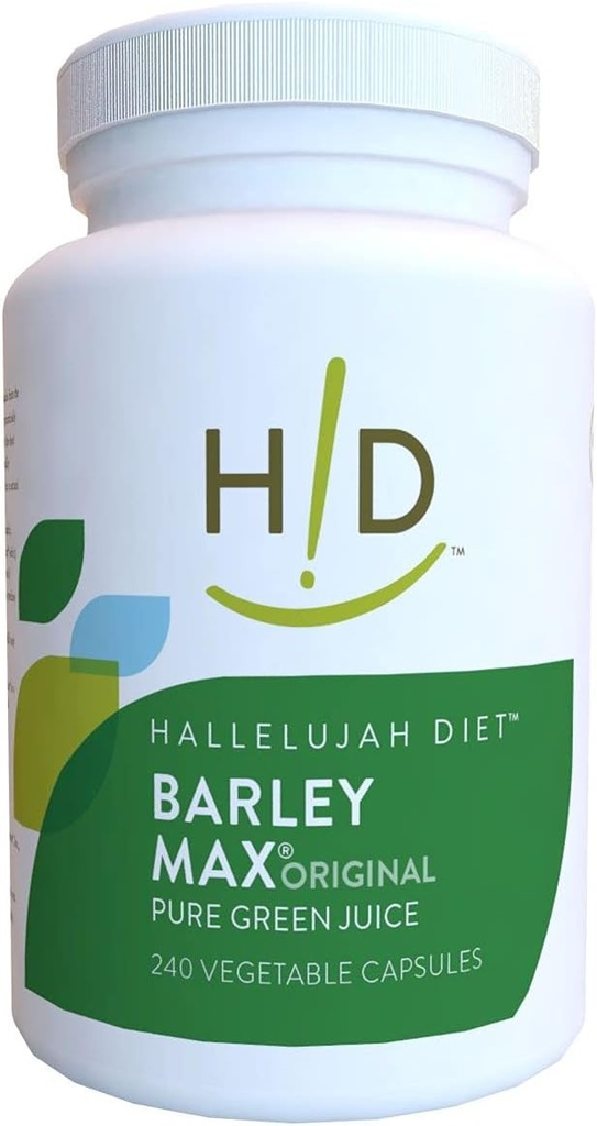 Hallelujah Diet Organic Barleymax - Barley ו-Alphalfa ירקות קפסולות (240 קפסולות, 30 יום אספקה)