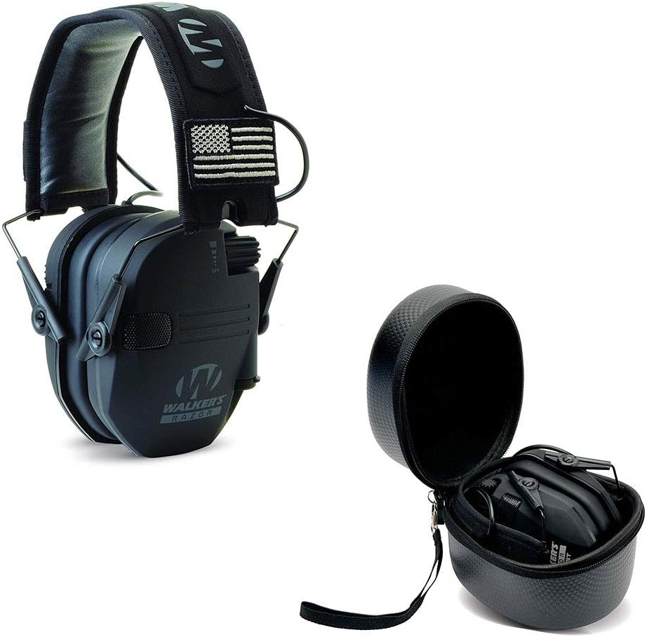 Razor Slim Electronic Shooting Hearing Protection Muff (Sound Amplification and Suppression) with Protective Case