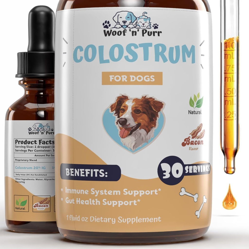 Colostrum for Dogs - Dog Colostrum - Colostrum for Dogs Allergy Relief - כלב תוסף משותף - תוסף קולוסטרום לכלבים - Bovine Colostrum for Dogs - Dog Itch Relief - 1 ozozוז