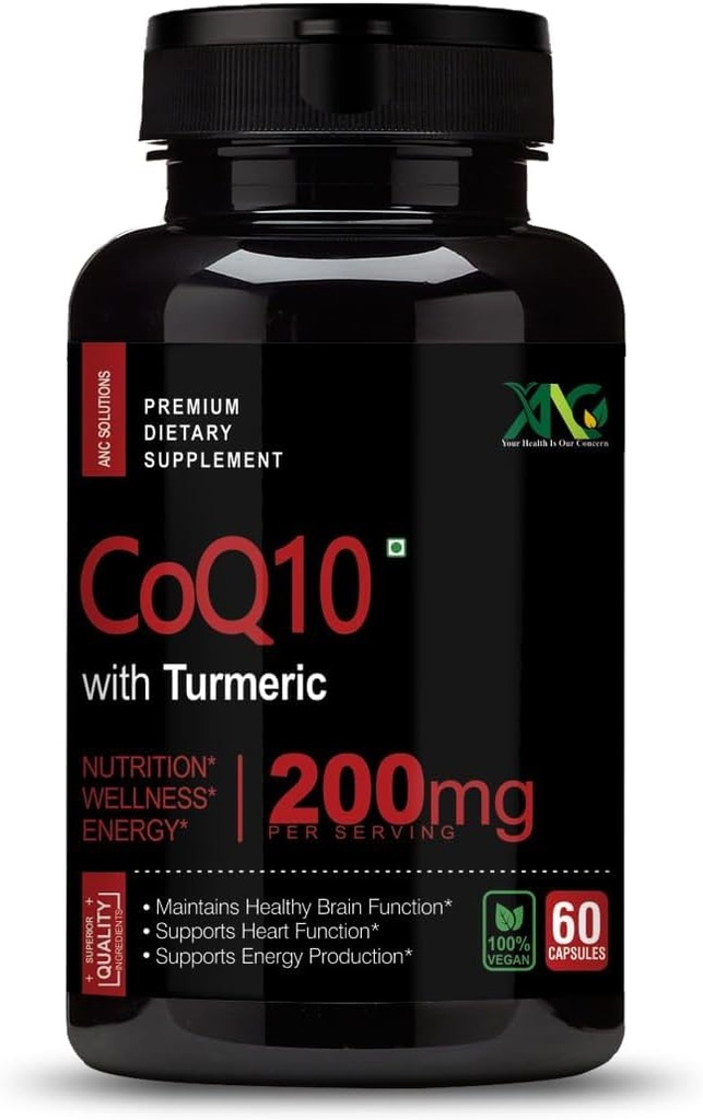 Generic Viva High Absorption CoQ10 עם Turmeric - תוספי תזונה אנטי-חמצן, Heart Health & Healthy Brain Function -Ubiquinol לבריאות מיוצ'ונדרית - 200 מ"ג 60 קפסולות
