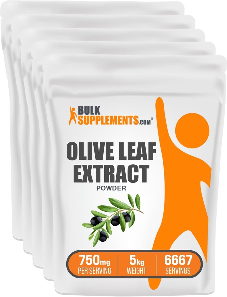 BulkSupplements.com Olive Extract אבקת - Herbal Supplement, Antioxidant Source, Olive Leafאבק - Gluten Free, 750 מ"ג עבור שירות, 1kg (Pack of 5)
