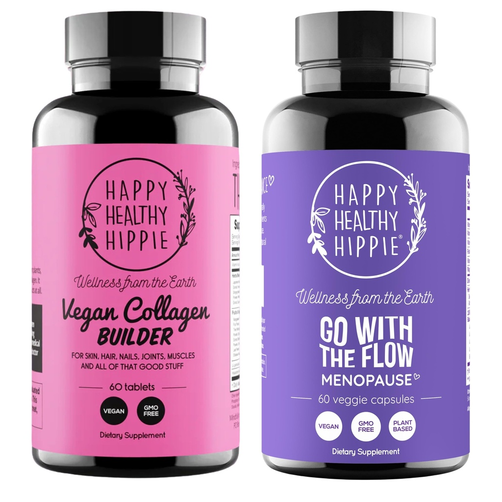 Happy Hippie Go with the Flow Menopause Support & Vegan Collagen Builder Collagen Pills