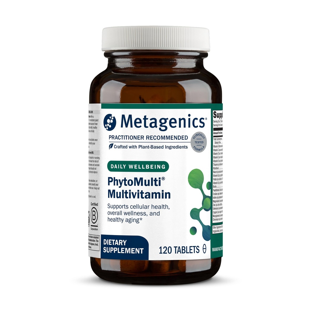 Metagenics PhytoMulti Multivitamin - תמיכה בהזדקנות בריאה, בריאות סלולרית ובריאות כללית - עבור גברים ונשים - מעל 20 ויטמינים ומינרלים חיוניים - עם ויטמין B6, Lutein & Zinc - 120 טבליות