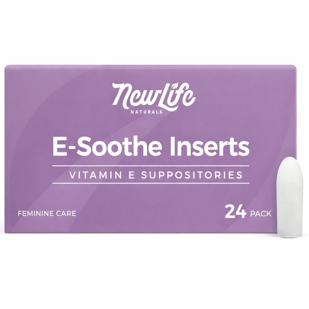 NewLife Naturals ויטמין E Suppositories 38IU - Vaginalייבוש Irritation Menopause Atrophy Relief - All Natural Estrogen Free Feminine Care - 24 הכניסות