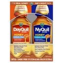 VICKS Day Quickl & Nyquil SEVERE Honey Flavor Co-Pack, Cold & Flu Medicine, Relieves Headache, Fever, Soreגרון, Small Aches & Pains, Nasalungestion, Sinus Pressure, Stuffy Nose, ו Cough, 2x12oz12oz12oz