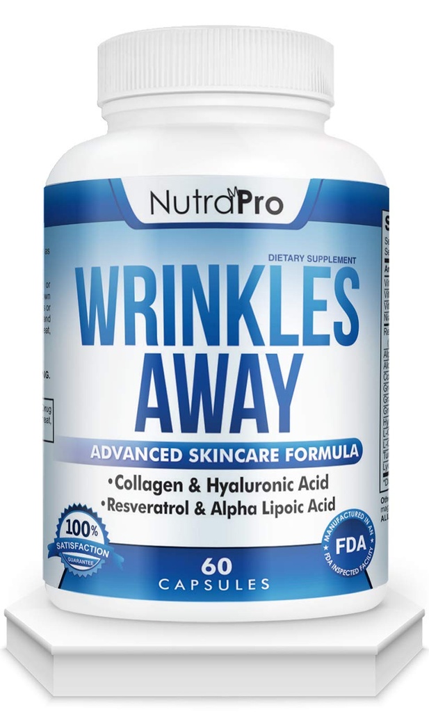 NutraPro Anti Wrinkle ו- Ageless Skin ויטמינים - מתחם תיקון דרמטי עבור תיקון העור עם Collagen & Resveratrol & Alpha - Lipoic Acid & Hyaluronic Acid תוספת לחדש העור