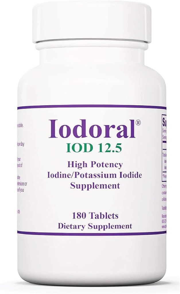 Iodine Tablet 12.5 מ"ג לתמיכה תזונתית - 180 טבליות - תוספת יומית עם Potassium Iodide עבור בריאות ו Vitality - 1 Pack