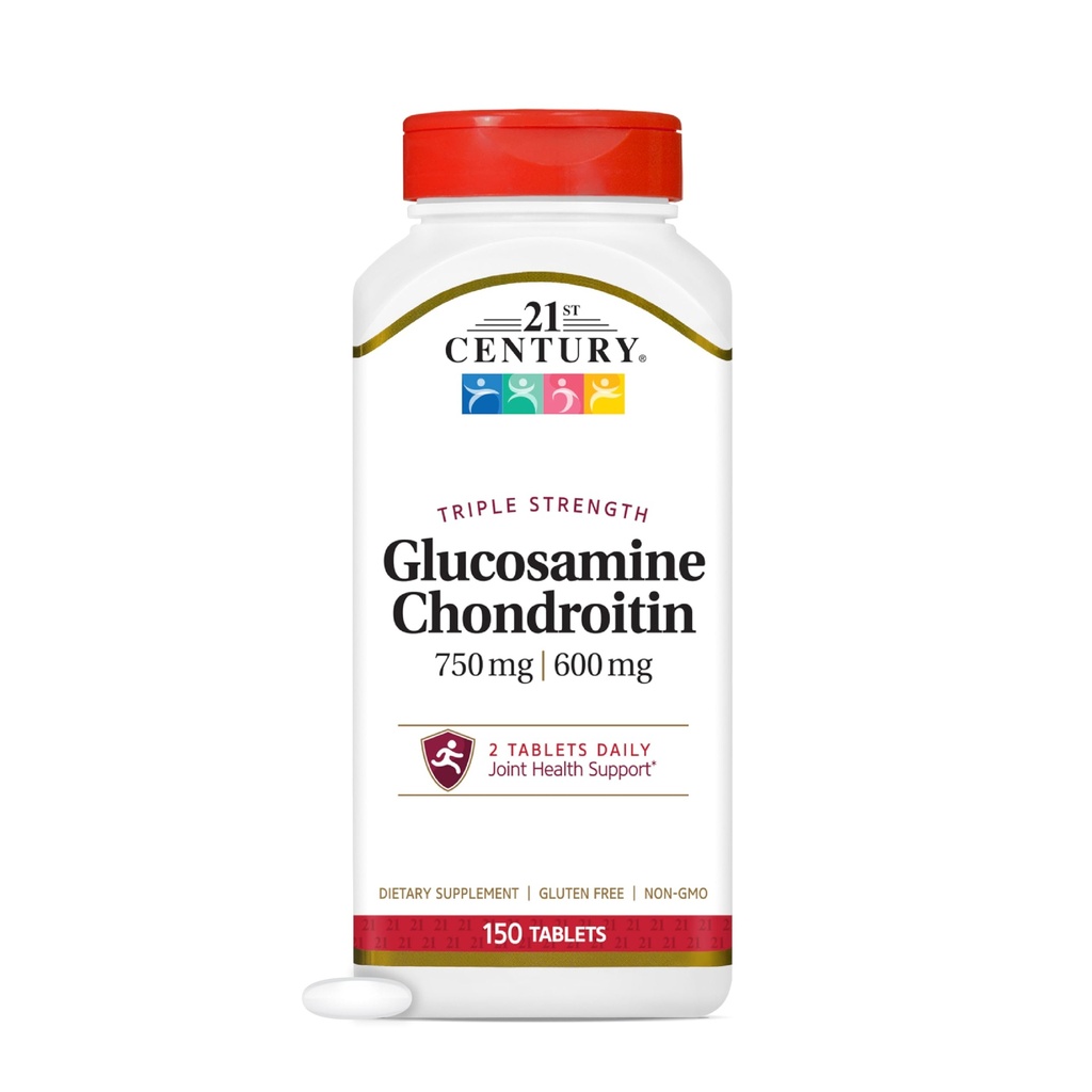 המאה ה-21 Glucosamine Chondroitin 750 /600 מ"ג - כוח משולש, טבליות, 150 הרוזן