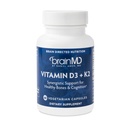 BRAINMD ויטמין D3 + K2-60 קפסולות - תמיכה סינרגטית עבור עצמות בריאים וקוגניציה - Gluten Free - 60 משרתים