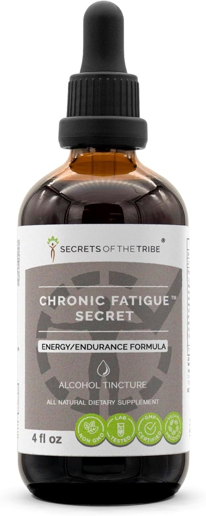 סודות של השבט - סוד פטריג Chronic Fatigue, ההרחבה צמחית Drops אלכוהול נוזל לחלץ, אנרגיה / סיום פורמולה (4 oz)