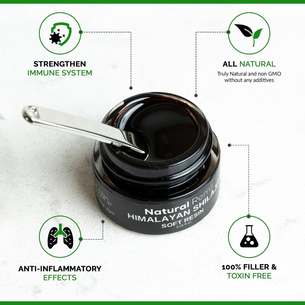 Natural Rems Organic Shilajit - Shilajit Pure ההימלאיה אורגנית - Pure Shilajit Fulvic Acid תוספת - Shilajit Energy ו Focus תוסף - Holistic Healths...