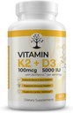 ויטמין D3 K2 תוסף, 5000 IU - תומך Immune ו- Cardiac, High Potency, Gluten Free, 60 קפסולות