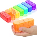 משפחה Pack שבועי (7 ימים) Travel Pill מארגנת, 2/4 Times ביום, עיצוב פתיחה כפול-Sided, Portable Pill Box for Storing Medicine/Vitamins/Fish Oils (7Rain Variable Grids)