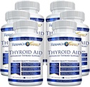 מחקר מאומת ® Thyroid Aid - Optimal Thyroid Function with Iodine, Copper & Zinc - 260 mcg Selenium - 100% טהור - ידידותי טבעוני - 60 קפסולות Per Bottle - 6 בקבוקים