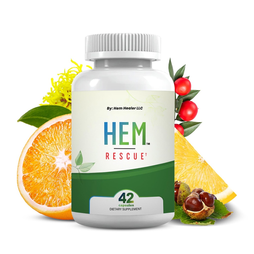 Hem Rescue Hemorrhoid Treatment Supplement - All Natural, מצמצם את Discomfort & Swelling, Boosts Blood Flow, Oral Botanical בלנדר, Made in USA - (1 Bottle Pack)
