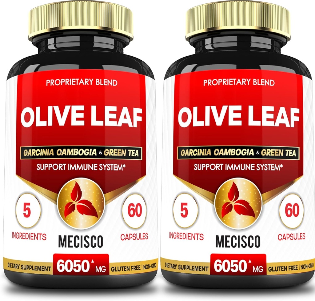 5in1 Olive Leaf Extract לחלץ 4 חודשים 6050 מ"ג עם Garcinia Cambogia, תה ירוק, קפה ירוק שחור פפר - Cardiovascular Health, Well Being & Immune Support - 2 Packs 60 קפסולות
