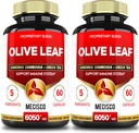 5in1 Olive Leaf Extract לחלץ 4 חודשים 6050 מ"ג עם Garcinia Cambogia, תה ירוק, קפה ירוק שחור פפר - Cardiovascular Health, Well Being & Immune Support - 2 Packs 60 קפסולות